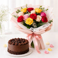 10 Mix Roses and Half Kg Cake