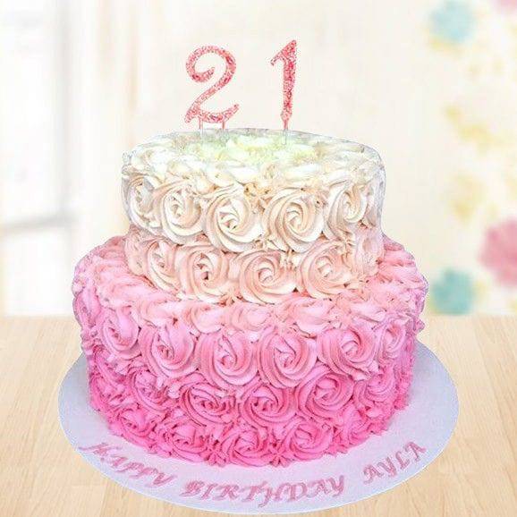 2 Tier Rose Cake