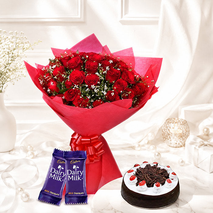 30-Red Blooms With Choco Treats