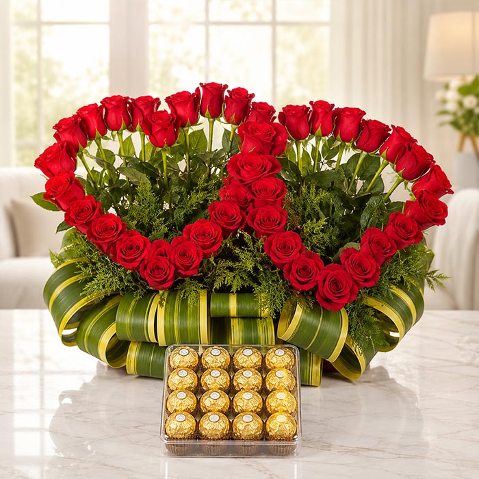 40 Red Roses N Ferrero Rocher