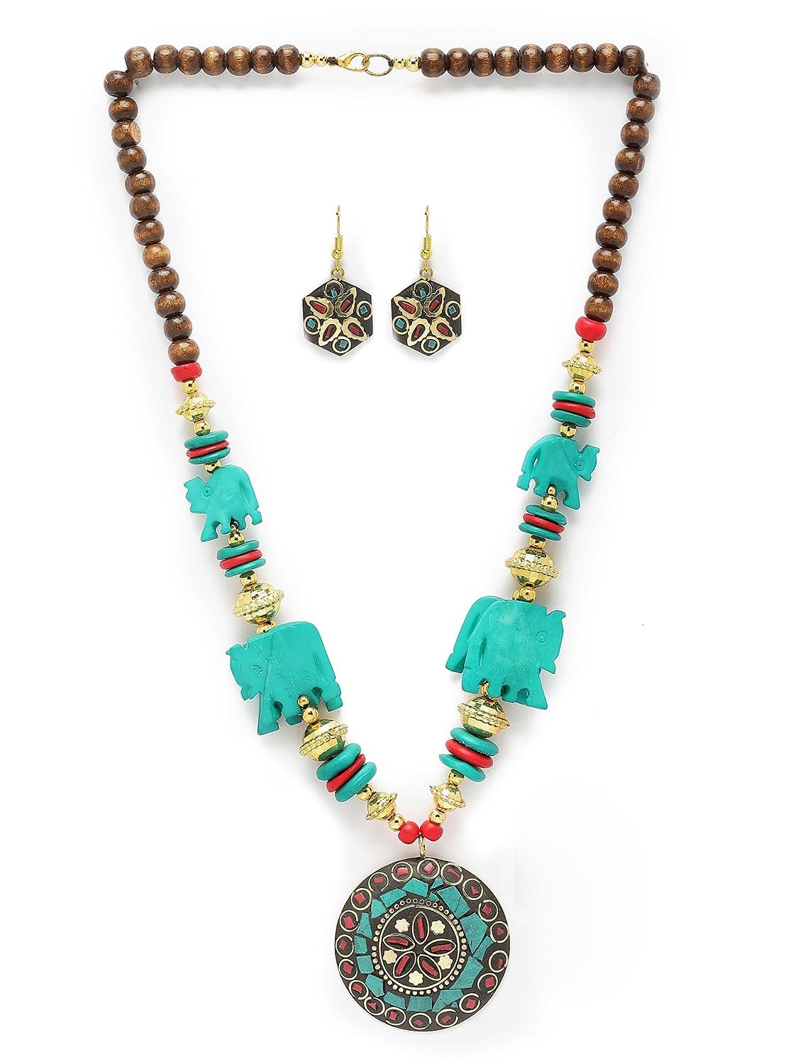 Fashion Latest Stylish Traditional Tibetan Pendant Necklace Jewellery Set for Women
