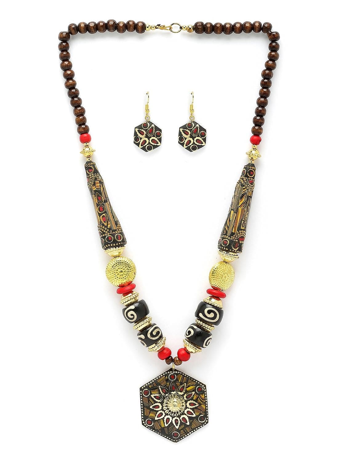 Fashion Latest Stylish Traditional Tibetan Pendant Necklace Jewellery Set for Women