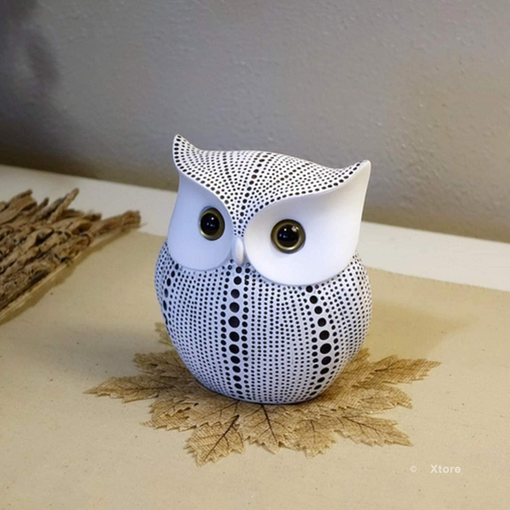 Classy Lucky Owl Resin Art Figure Showpiece -(Pack of 1, White)