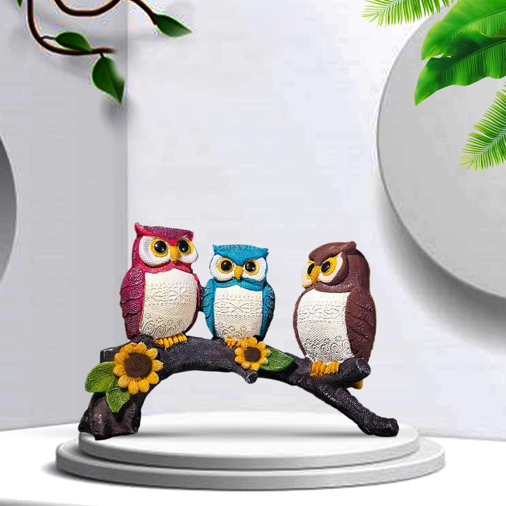 Classy Lucky Owl Resin Art Figure Showpiece -(Pack of 1, White)