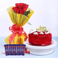 8  Red Roses And Red Velvet Cake