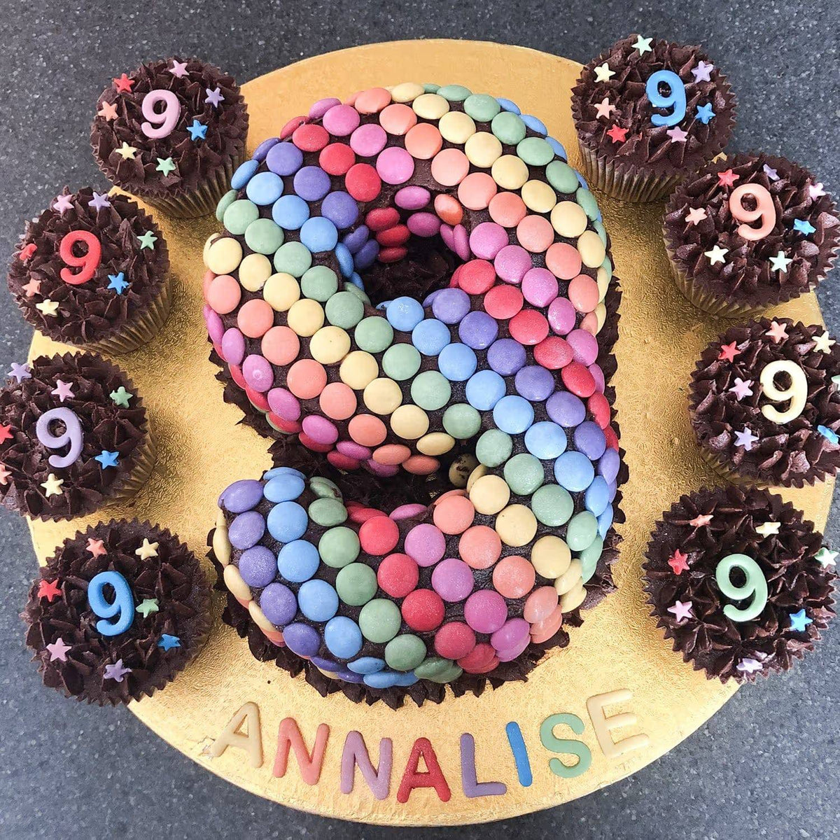 9 Number Chocolate Gem Cake