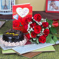 Roses Bouquet Chocolate Cake Love Greeting Card
