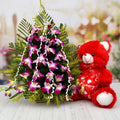 Orchids in Basket & Teddy