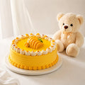 Half Kg Mango Cake with Teddy Bear Gift Combo