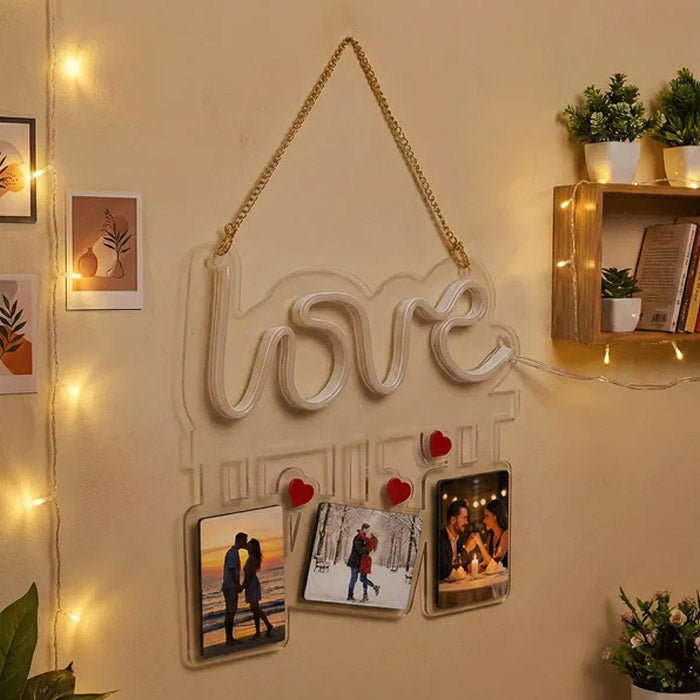 Love Neon Photo Display Wall Hanging