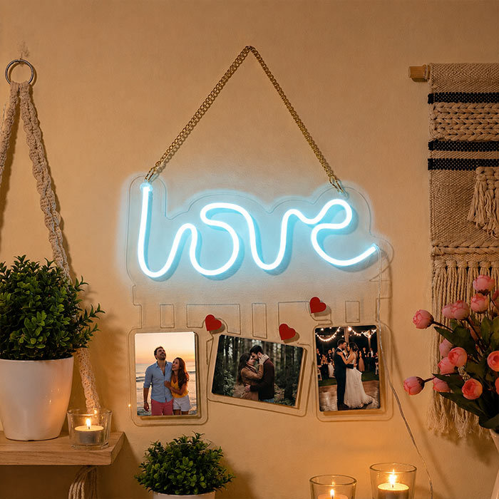 Love Neon Photo Display Wall Hanging