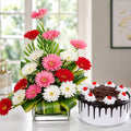 Mix Gerbera Arrangement With Cake