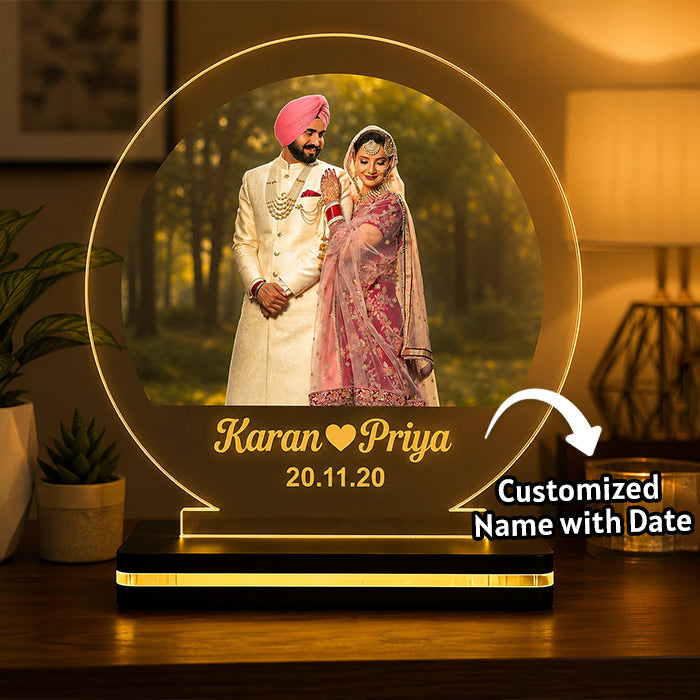 Personalized LED Acrylic Wedding Photo Lamp – (7 Inch)