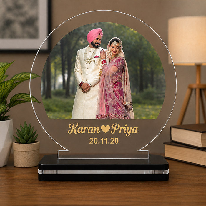 Personalized LED Acrylic Wedding Photo Lamp – (7 Inch)