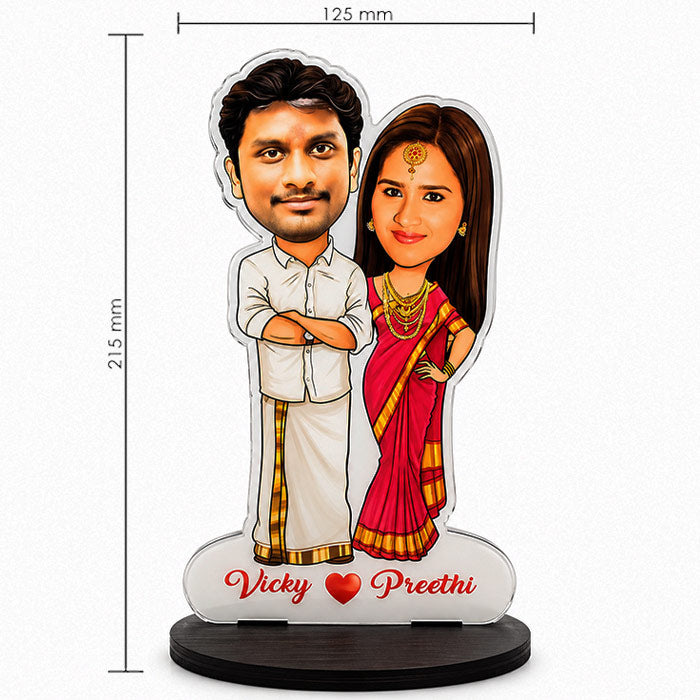Personalized caricature gift for couple with name