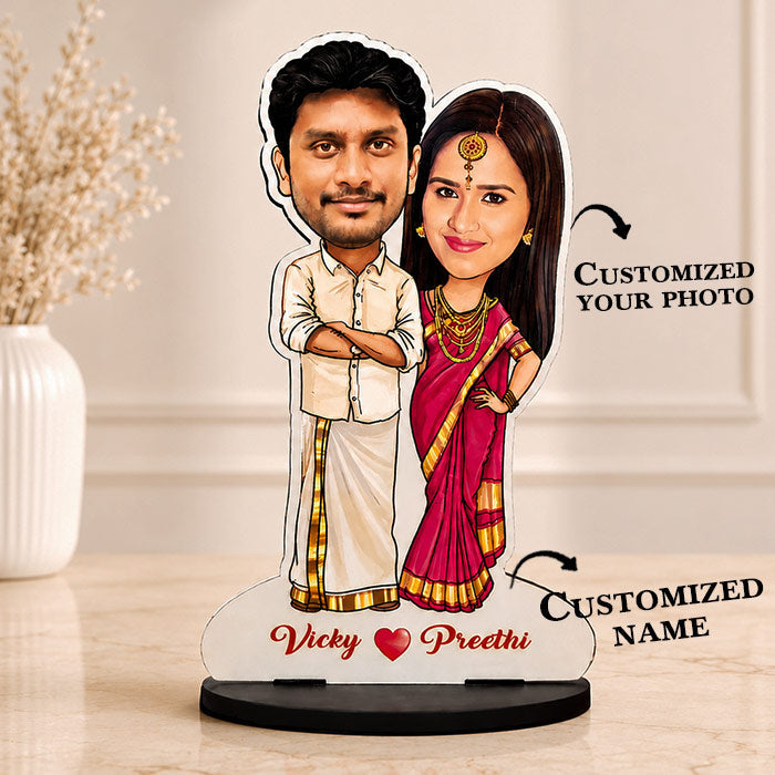 Personalized caricature gift for couple with name