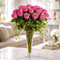 Pink Passion - 15 pink roses in a glass vase
