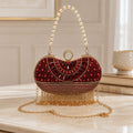 Ruby Royale Pearl Handle Evening Clutch Bag