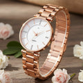 Round Studded Dial Metal Bracelet Chain Strap Analogue Wrist Watch for Women 