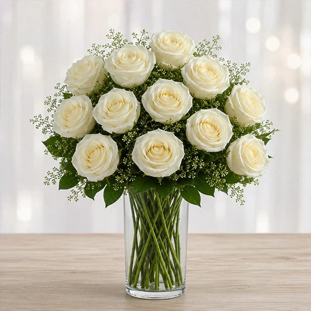 White Roses Vase Arrangement