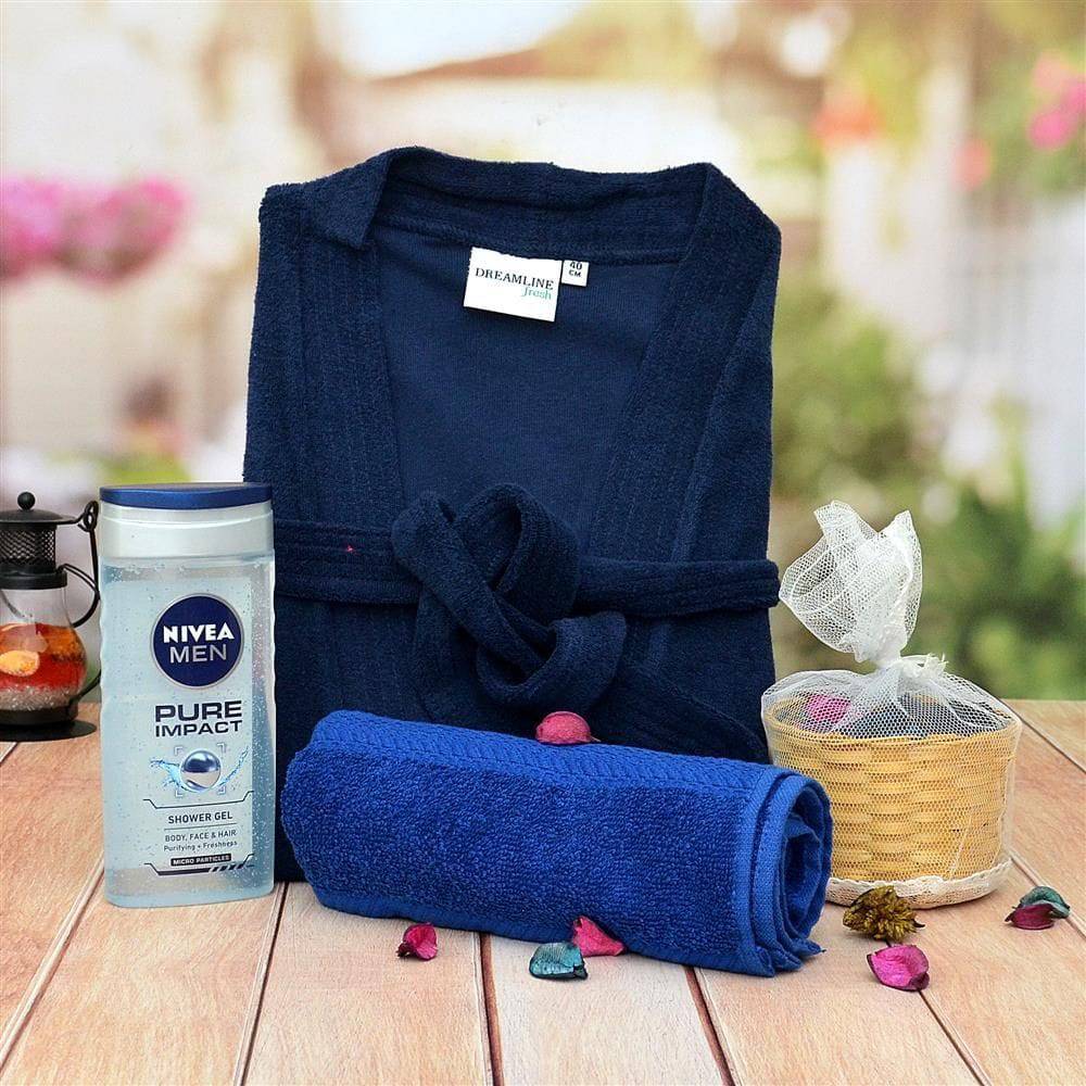 Bathrobe With Shower Gel Combo For Men
