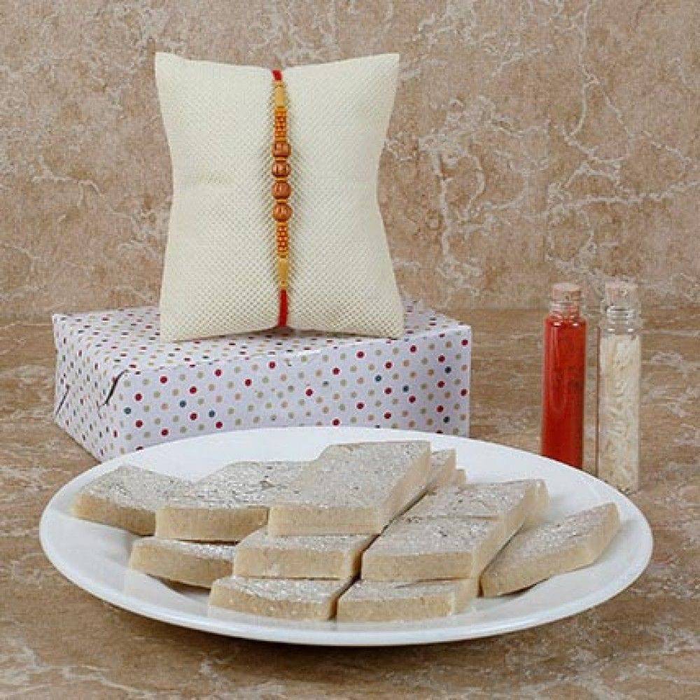 Beaded Rakhi With Kaju Katli
