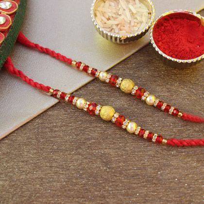 Beaded Stone Studded Pearl Rakhi