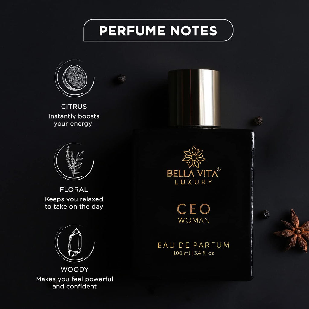 Bella Vita Luxury CEO Woman Eau De Parfum Perfume with Ylang Ylang, Vanilla, Musk, Tonka & Plum|Spicy Long Lasting EDP Liquid Fragrance Scent for Women 100ml