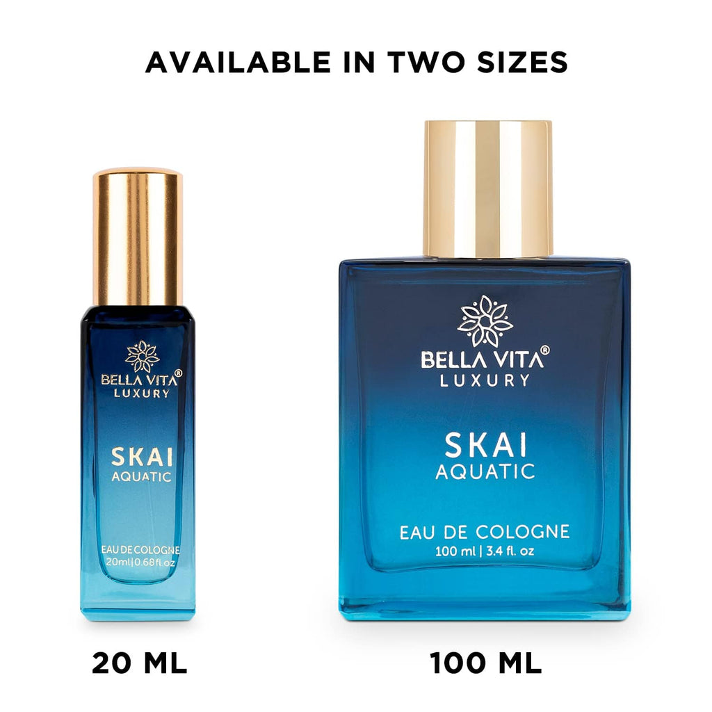 Bella Vita Luxury Skai Aquatic Eau De Cologne Unisex Perfume for Men & Women with Bergamot, Pink Pepper |Long Lasting Aqua EDC Fragrance Scent, 100 Ml