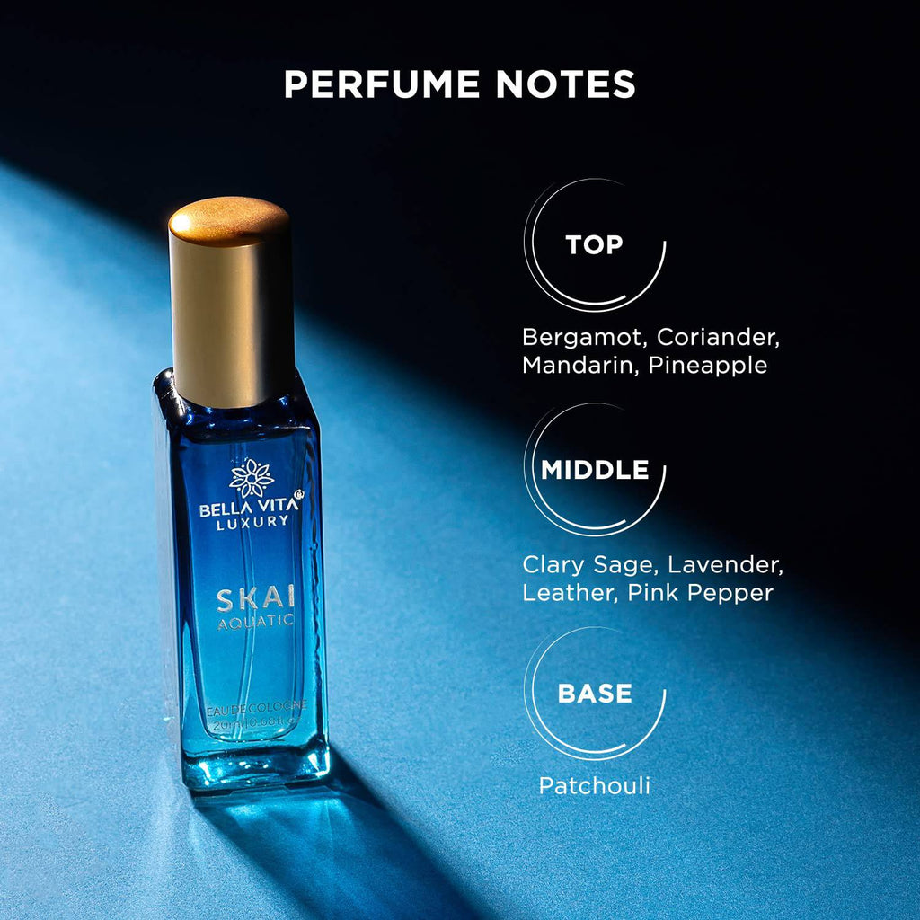 Bella Vita Luxury Skai Aquatic Eau De Cologne Unisex Perfume for Men & Women with Bergamot, Pink Pepper |Long Lasting Aqua EDC Fragrance Scent, 100 Ml