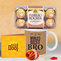 Bhai Dooj Gift Set for Brother Combo Pack - Coffee Mug with Ferrero Rocher Chocolates and Kalawa Moli Roli Chawal Tikka