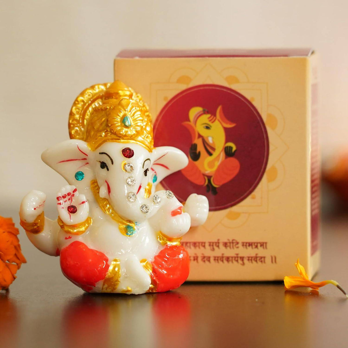 Bhai Dooj Gift Set for Brother with Dairy Milk Silk Chocolates Mini Ganesha Idol Statue Greeting Card and Kalawa Moli Roli Chawal Tika Hamper