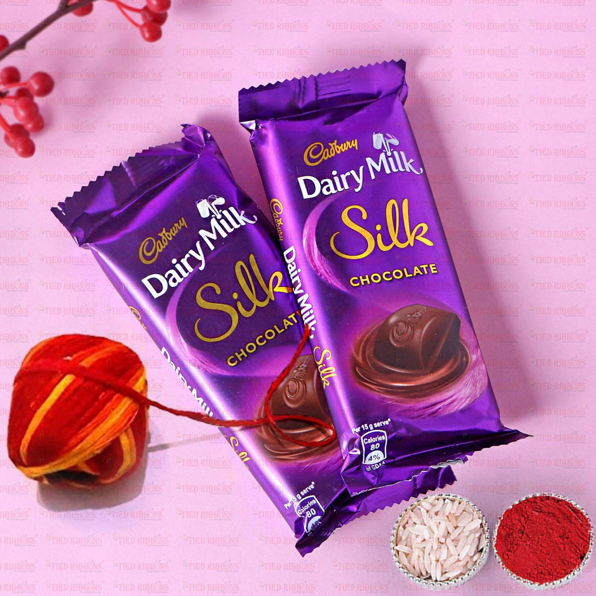 Bhai Dooj Gift Set for Brother with Dairy Milk Silk Chocolates Mini Ganesha Idol Statue Greeting Card and Kalawa Moli Roli Chawal Tika Hamper