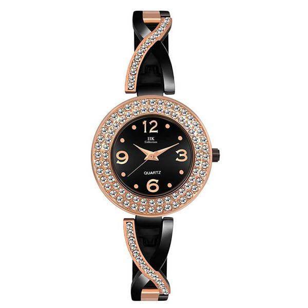 Black Dial Metal Chain Analog Watch for Women