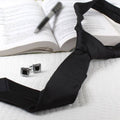 BLACK MODEST TIE WITH CUFFLINKS