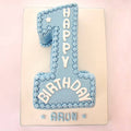 Blue Theme One Number Cake