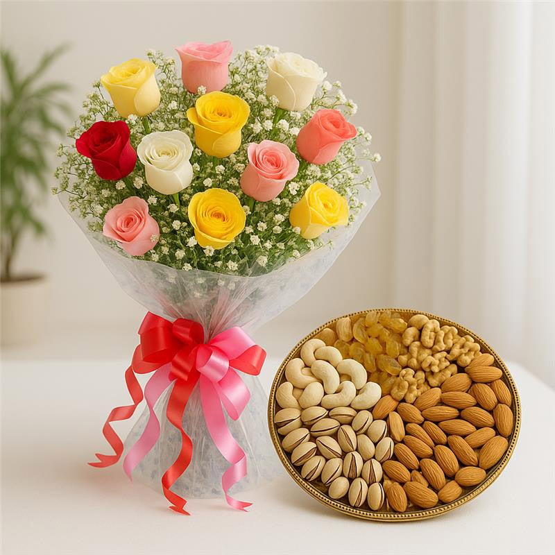Pink Flowers and Dryfruit