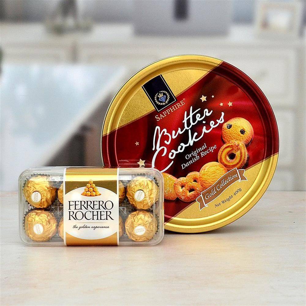 Butter Cookies with Ferrero Rocher Chocolates Hamper