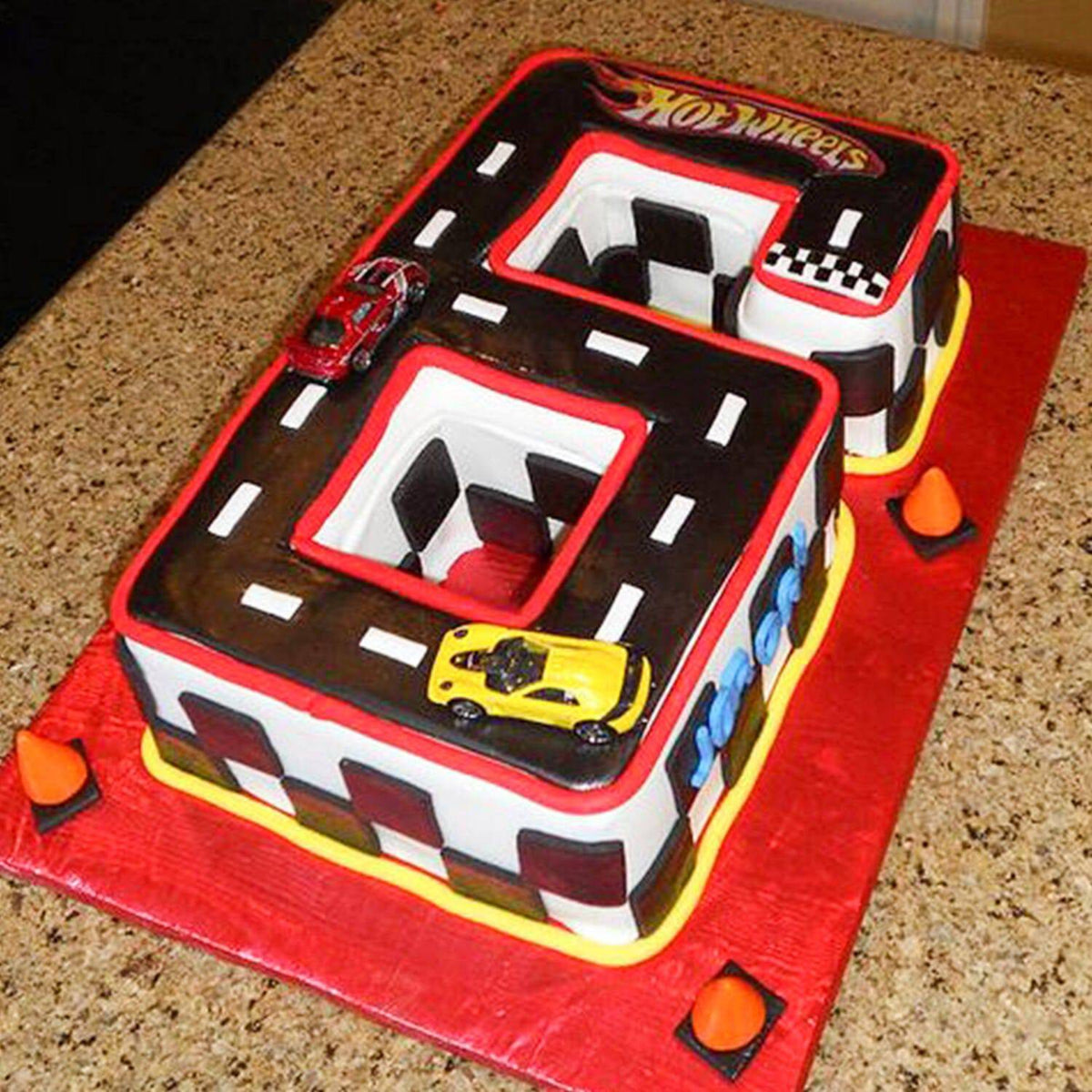 Car Theme 6 Number Birthday Cake