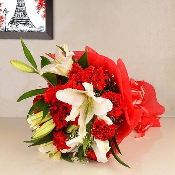 Carnations N Lilies Arrangement