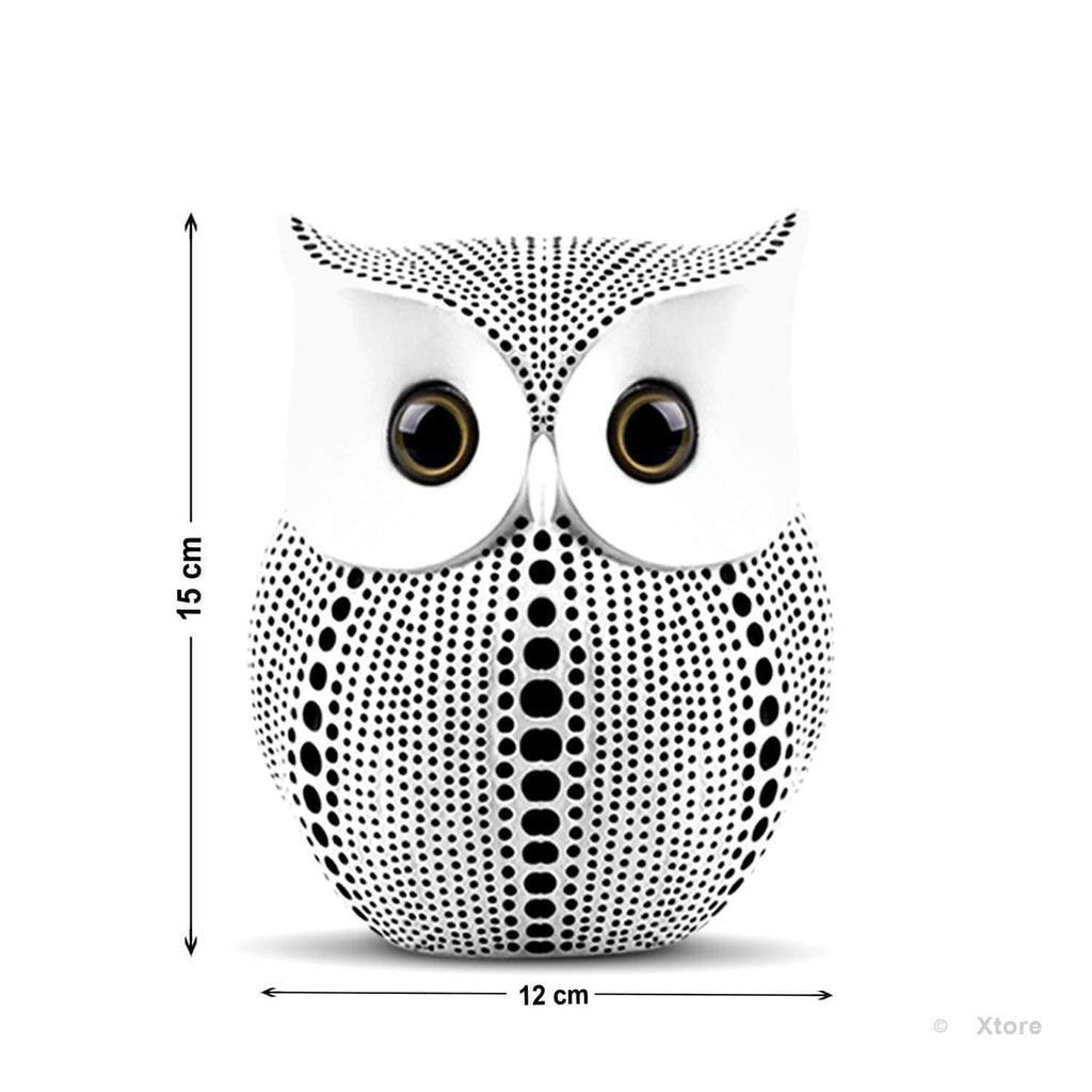 Classy Lucky Owl Resin Art Figure Showpiece -(Pack of 1, White)