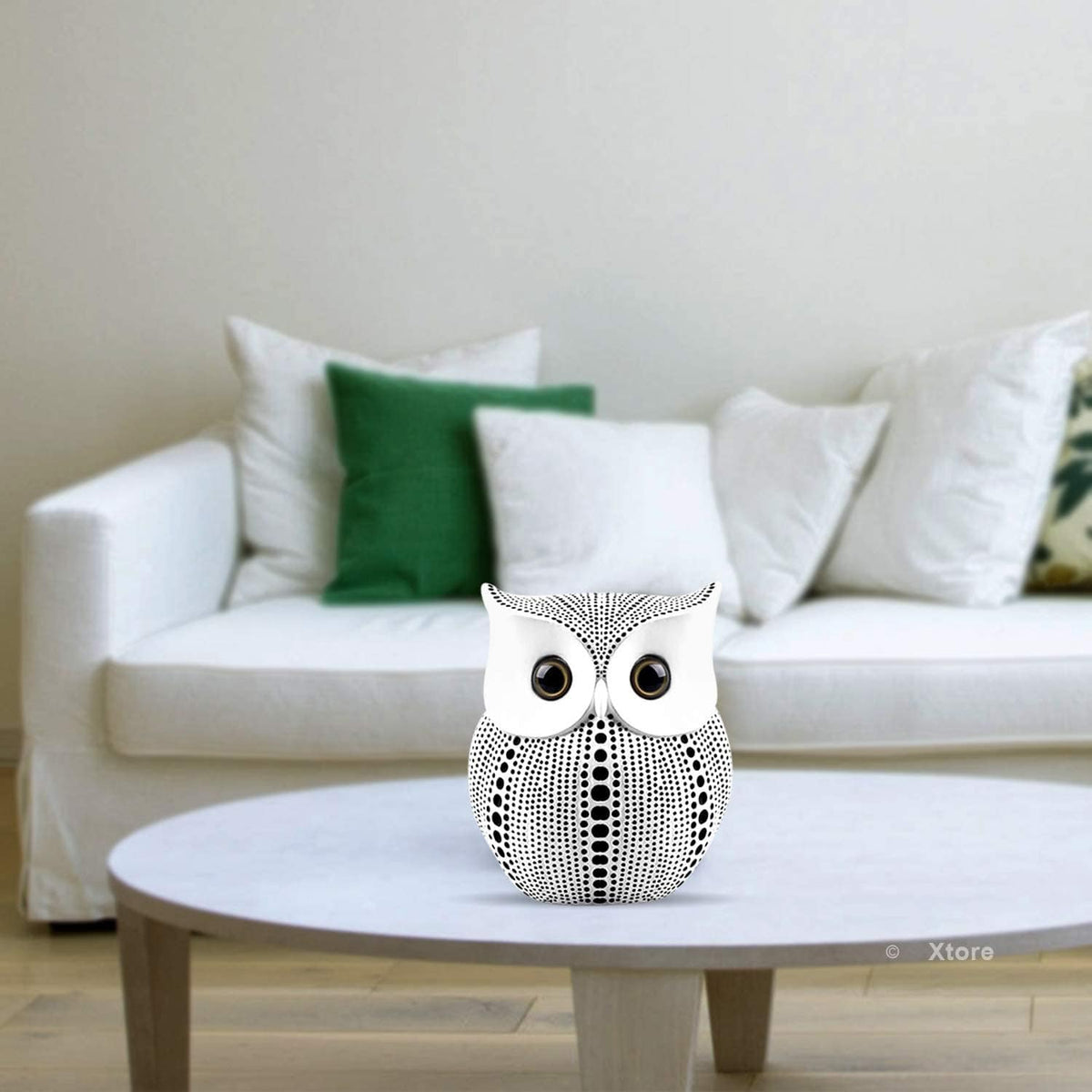 Classy Lucky Owl Resin Art Figure Showpiece -(Pack of 1, White)