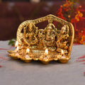 Collectable India Lakshmi Ganesh Saraswati Idol Diya Oil Lamp Deepak - Metal Lakshmi Ganesh Showpiece Statue - Traditional Diya for Diwali Pooja - Diwali Home Decor Item Gift (1)