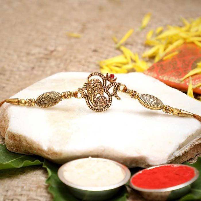 Designer Ganesha  Rakhi With Roli Pack