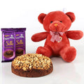 Dry Cake With Teddy Bear & Chocolates Combo