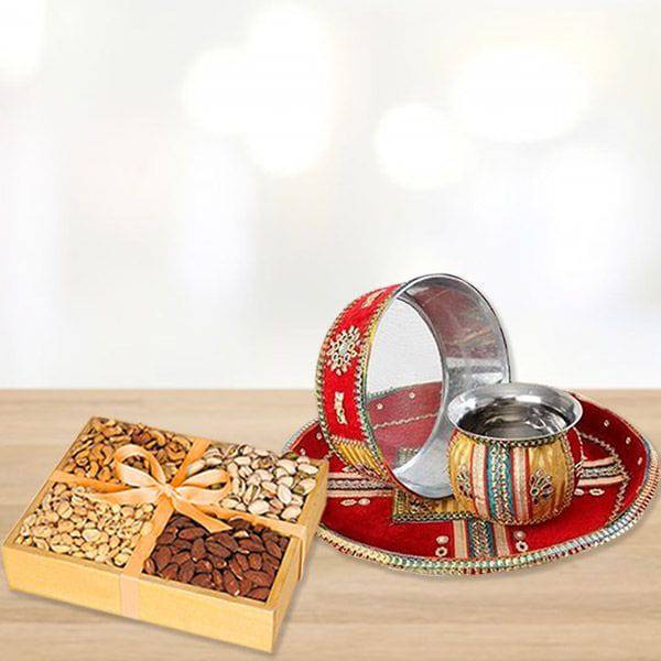 Dry Fruits Box with Karwa Thali