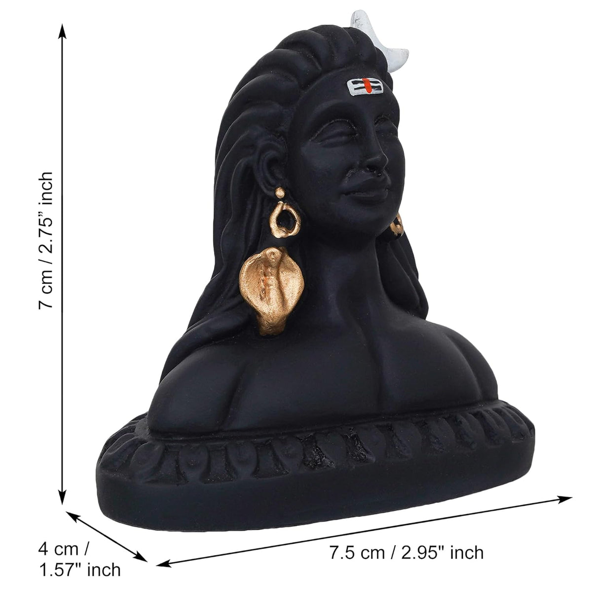 eCraftIndia Handcrafted Polyresin Black Adiyogi Lord Shiva Statue Murti for Car Dashboard Home, Pooja Room, Office Decor