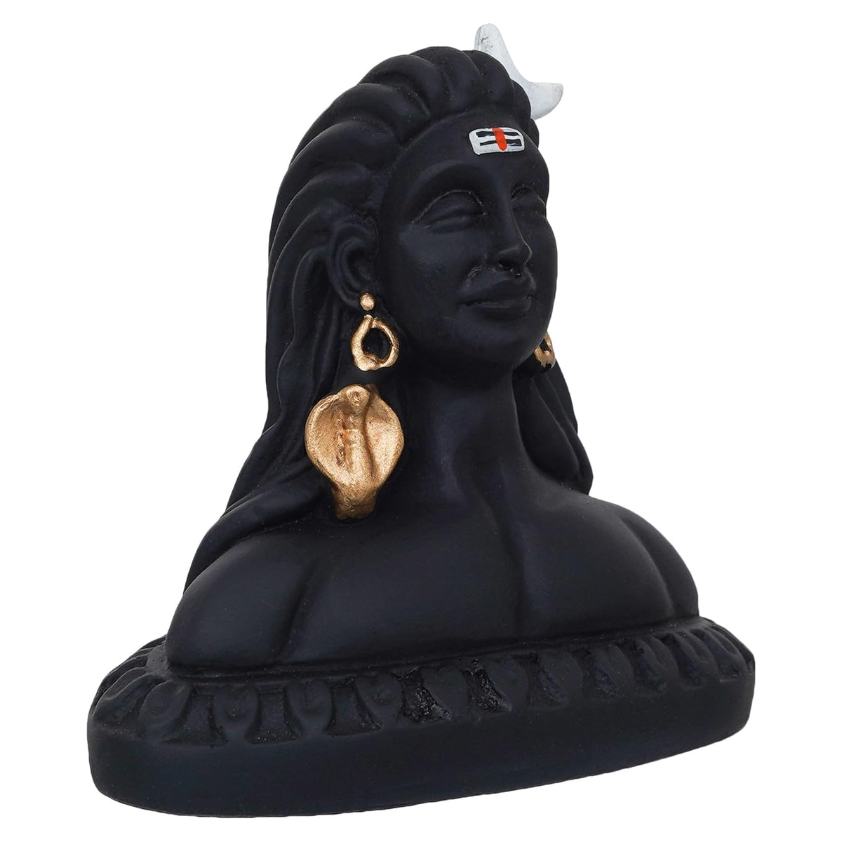 eCraftIndia Handcrafted Polyresin Black Adiyogi Lord Shiva Statue Murti for Car Dashboard Home, Pooja Room, Office Decor