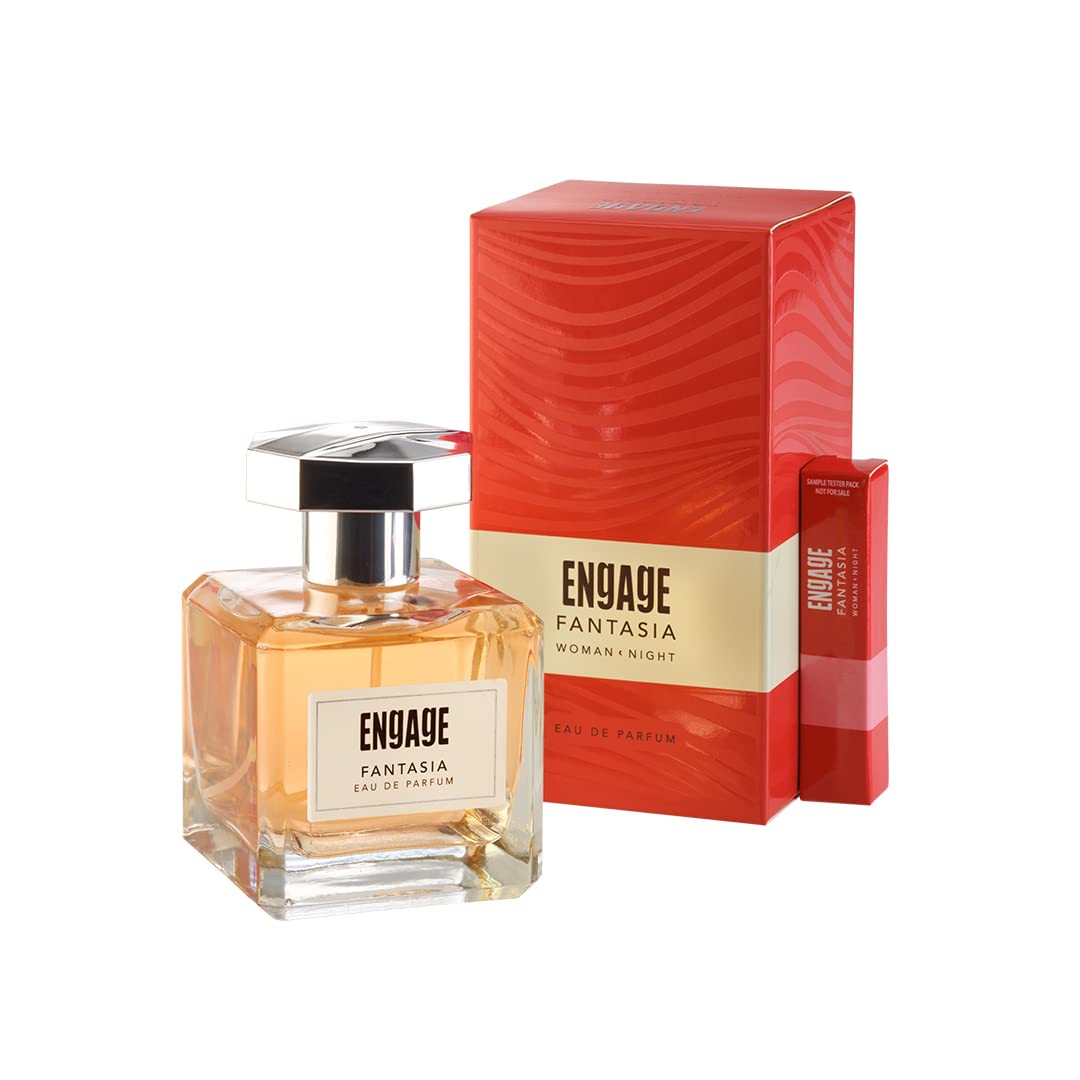 Engage Fantasia Perfume for Women, Long Lasting, Floral & Spicy, for Night Occasions, Gift for Women, Free Tester with pack, 100ml