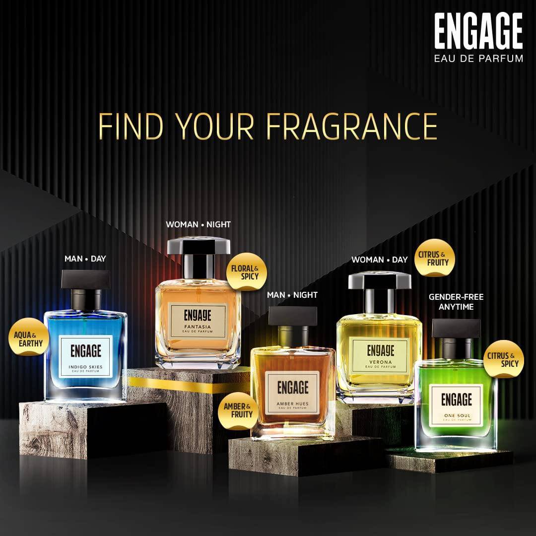 Engage Fantasia Perfume for Women, Long Lasting, Floral & Spicy, for Night Occasions, Gift for Women, Free Tester with pack, 100ml